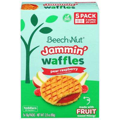 Beech-nut Jammin' Waffles With Fruit Filling Toddler Snack, Pear Raspberry - 5 Ct - Image 1