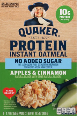 Quaker Protein No Sugar Apple Cinnamon Instant Oatmeal  - 10.5 Oz - Image 6