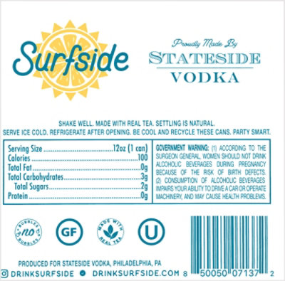 Surfside Green Tea Vodka 4 Can -355 Ml - Image 4
