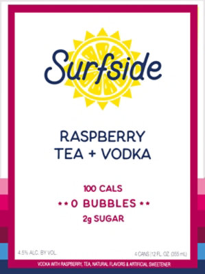 Surfside Raspberry Tea Vodka Can 4 Count - 355 Ml - Image 4