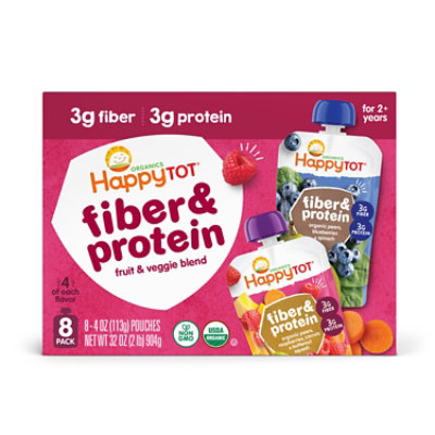 Happy Tot Organics Fiber & Protein Fruit & Veggie Blend Variety Pack Pouches - 8-4 Oz - Image 1