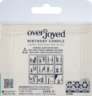 Overjoyed Candle Happy Birthday Metallic - 1 Each - Image 3