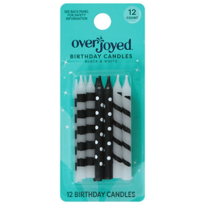 Overjoyed Black & White Birthday Candles - 12 Each - Image 1