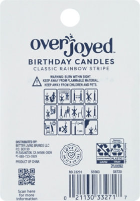 Overjoyed Classic Rainbow Stripe Birthday Candles - 24 Each - Image 3