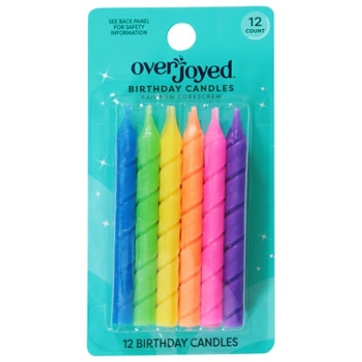 Overjoyed Rainbow Corkscrew Birthday Candles - 12 Each