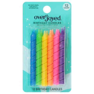 Overjoyed Rainbow Corkscrew Birthday Candles - 12 Each - Image 1