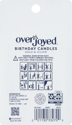 Overjoyed Gold & Silver Birthday Candles - 16 Each - Image 3