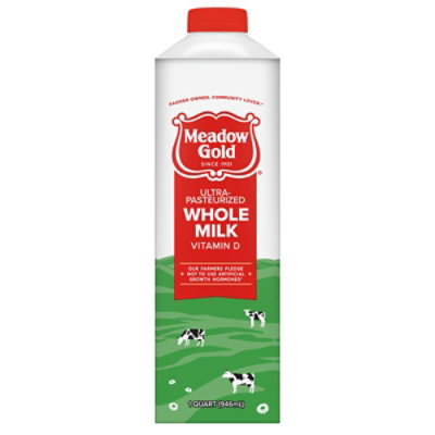 MEachdow Gold Milk Whole Vitamin D Ultra-pasteurized Quart Paper Carton Gable/tetra Top - Quart - Image 2