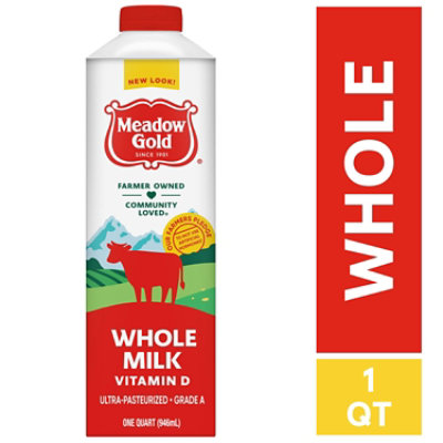 MEachdow Gold Milk Whole Vitamin D Ultra-pasteurized Quart Paper Carton Gable/tetra Top - Quart - Image 3
