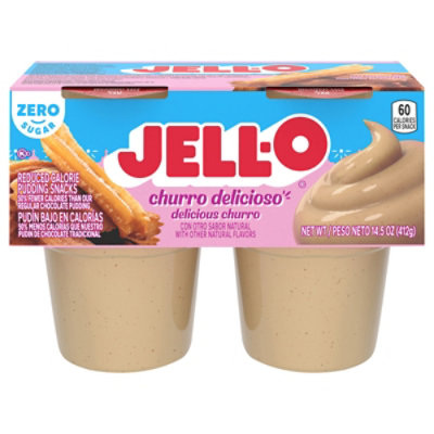 Jell-O Zero Sugar Churro Delicioso with Other Natural Flavors Ready-to-Eat Pudding Snack - 4 Count - Image 4