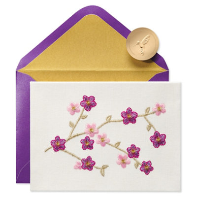 Papyrus Pink and Purple Flowers Spring Card - Each - Image 1