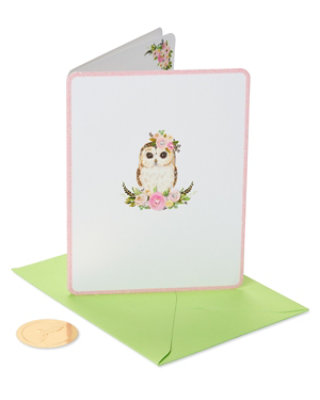 Papyrus Owl with Flowers Spring Card - Each - Image 1
