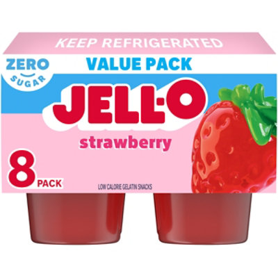 Jell-o Strawberry Artificially Flavored Zero Sugar Cups, 8 Count - 25 Oz - Image 2