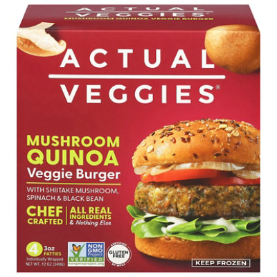 Actual Veggies Burger Veggie Mushroom Quinoa - 12 Oz - Image 1
