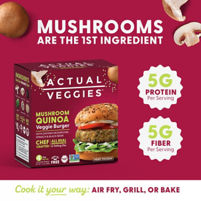 Actual Veggies Burger Veggie Mushroom Quinoa - 12 Oz - Image 2