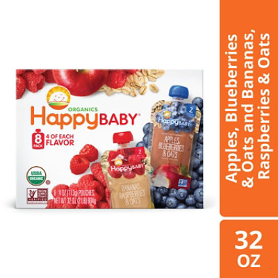 Happy Baby Organics Clearly Crafted Pouch Stage 2 Variety 8pack Case - 2 Lb - Image 2