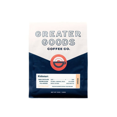 Greater Goods Coffee Kickstart, 12oz, Whole Bean - Image 1