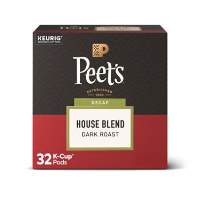 Peets Coffee Decaffeinated House Blend Dark Roast K-cup Coffee Pods  - 32 Count