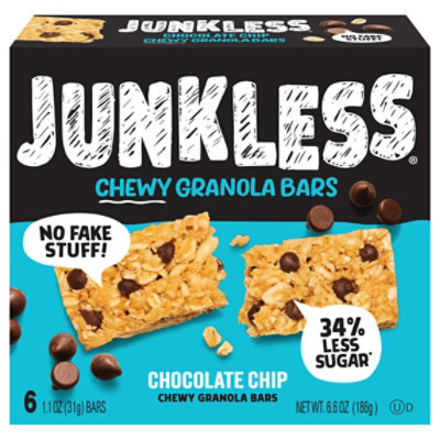 Junkless Chewy Granola Bars Chocolate Chip 6 Ct Box - 6-1.1OZ - Image 1