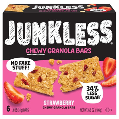 Junkless Chewy Granola Bars 100% Real Strawberries 6 Ct Box - 6-1.1OZ - Image 1