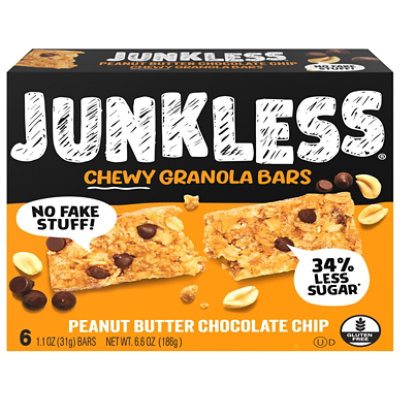 Junkless Chewy Granola Bars Peanut Butter Chocolate Chip 6 Ct Box - 6-1.1OZ - Image 3