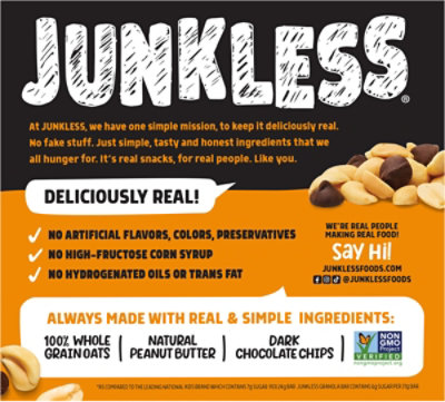 Junkless Chewy Granola Bars Peanut Butter Chocolate Chip 6 Ct Box - 6-1.1OZ - Image 6