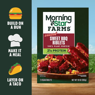 MorningStar Farms Vegan Sauced Riblets Sweet BBQ Vegan Meat 2 Count - 10 Oz - Image 4