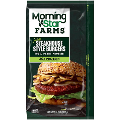 MorningStar Farms Plant Based Veggie Burgers Steakhouse Style Vegan Meat 4 Count - 16 Oz - Image 6