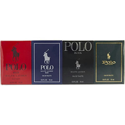 Ralph Lauren All Eau De Toilette Spray - Men 4 Piece Mini Variety with Polo - Blue Black & Red - Image 1