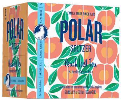 Polar Seltzer Peach Tea - 6 pk -12 Fl.Oz. - Image 1