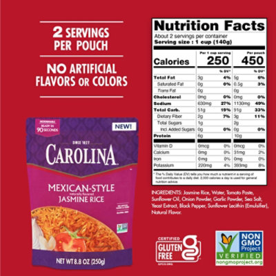 Carolina Mexican Style Jasmine Rice - Pouch 8.8 Oz - 8.8 OZ - Image 5