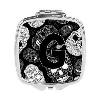 Carolines Treasures Letter G Day of the Dead Skulls Black Compact Mirror - Image 1