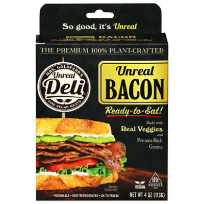 Unreal Deli Bacon Pre Cooked Ready To Eat - 4 Oz - Image 3