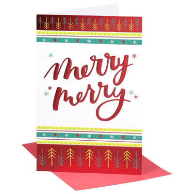 American Greetings Merry Merry Tree Pattern Christmas Card - Each - Image 3