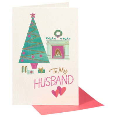 American Greetings Hearth With Christmas Tree Christmas Card to Husband - Each - Image 3