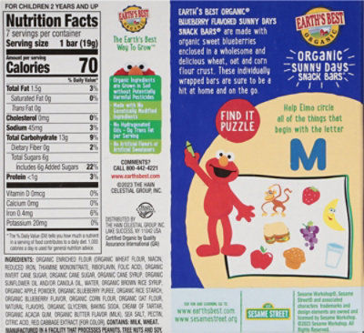 Earth's Best Sesame Street Sunny Days Cereal Bars Blueberry - 4.69 Oz - Image 5