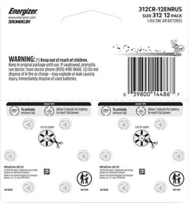 Energizer Hearing Aid Zinc Air 312 Batteries 12 Pack - 12 CT - Image 4