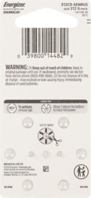 Energizer Hearing Aid Zinc Air 312 Batteries - 6 Count - Image 3