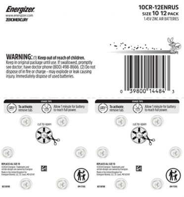 Energizer Hearing Aid Zinc Air 10 Batteries - 12 Count - Image 4