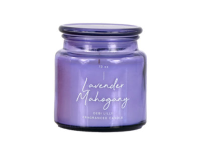 Debi Lilly Design Small Candle Glass Jar Lavender Mahogany - 13 Oz - Image 1