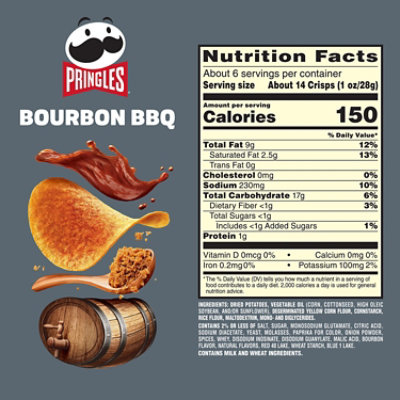 Pringles Potato Crisps Chips Lunch Snacks Bourbon BBQ - 5.5 Oz - Image 2