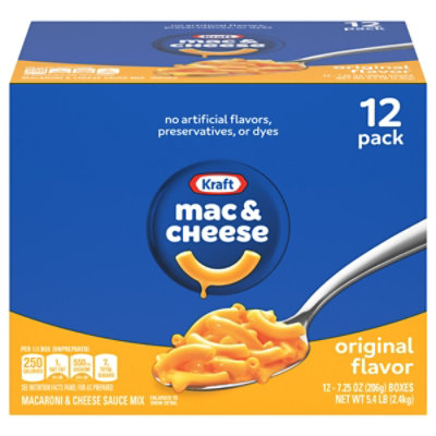 Kraft Original Mac And Cheese Macaroni And Cheese Dinner, 12 Count Pack, 7.25 Oz Boxes - 12-7.25 - Image 1