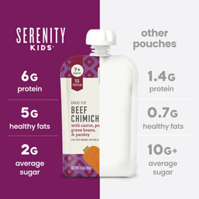 Serenity Kids Grass Fed Beef Chimichurri with Organic Vegetables Baby Food Pouch - 3.5 Oz - Image 2