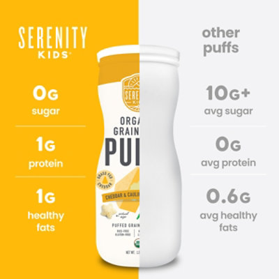 Serenity Kids Puffs, Cheddar And Cauliflower Spinach - 1.5 Oz - Image 3