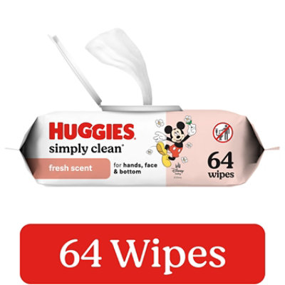 Huggies Simply Clean Fresh Scent Baby Wipes Flip-Top Pack 64 Wipes Total - Each - Image 1