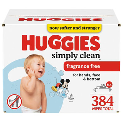 Huggies Simply Clean Unscented Baby Wipes 6 Flip-Top Packs - 384 Wipes - Image 1