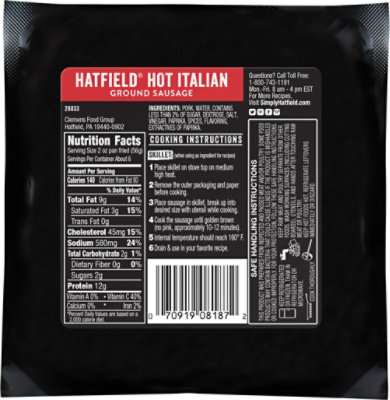 Hatfield Recipe Essentials Ground Sausage Hot Italian - 16 Oz - Image 6