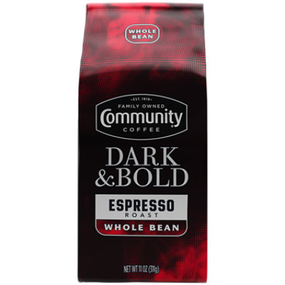 Community Coffee Dark & Bold Espresso Roast Extra Dark Roast Whole Bean 11 Oz Bag - 11 OZ - Image 1