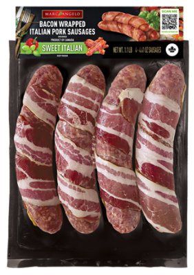 Marcangelo Bacon Wrapped Sweet Italian Pork Sausages - 18.7 OZ - Image 1