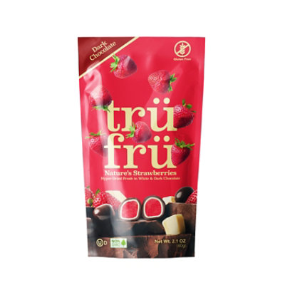 Tru Fru Dark Chocolate Covered Fruit Strawberry Hyper Dried - 2.1 OZ - Image 1